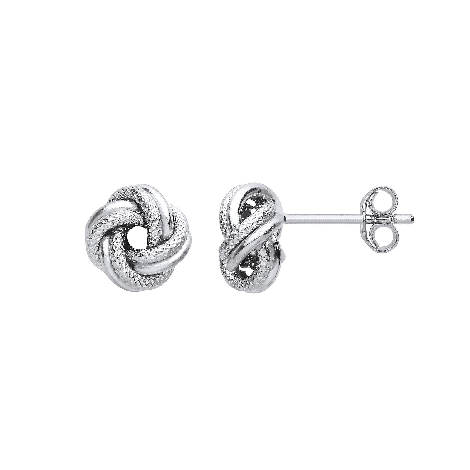 Silver Textured - Plain Finish Knot Stud Earrings - Fine Ring - Certified Authentic – Luxury Jewellery by Imperial Tim